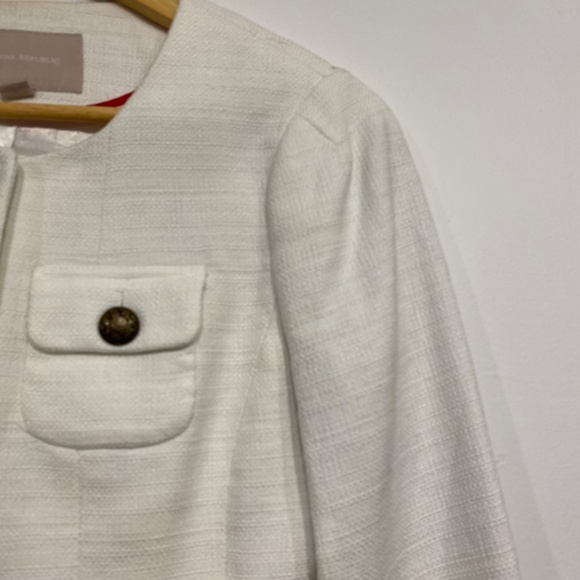 Banana Republic Woven Cotton White Old Money Blazer Jacket Size 2 - Picture 2 of 6